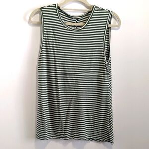 MAITAI Cutout Back Tank in Olive Green and White Stripes S